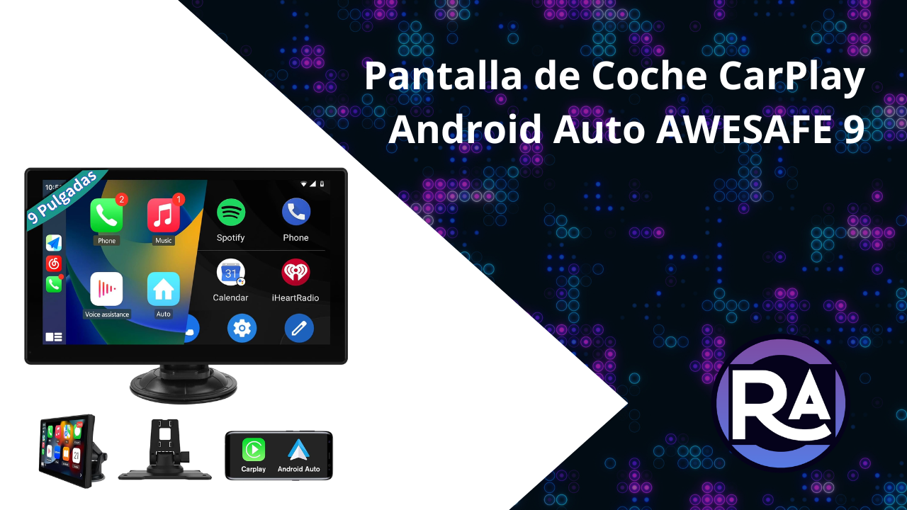 AWESAFE 9”Pantalla CarPlay para Coche/Android Auto/MirrorLink
