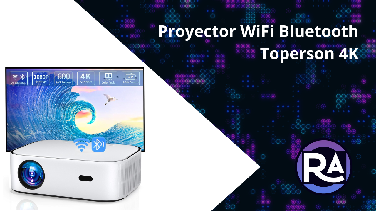 Proyector Android TV 4K Soporte, Proyector WiFi Bluetooth Full HD